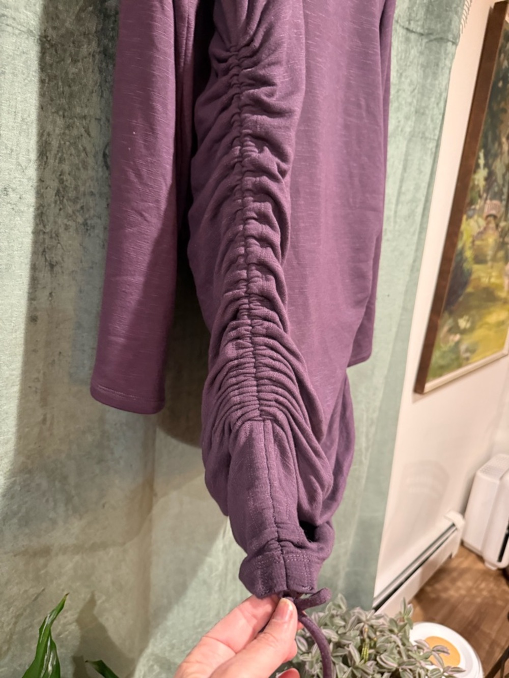 Anthropologie Mauve Drawstring Ruched Tunic with Cowl Neck - Picture 3 of 4